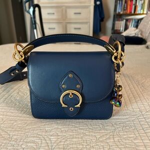 Coach Beat Saddle Leather Bag 18 C3840 in Deep Blue; EUC comes w/bag charm